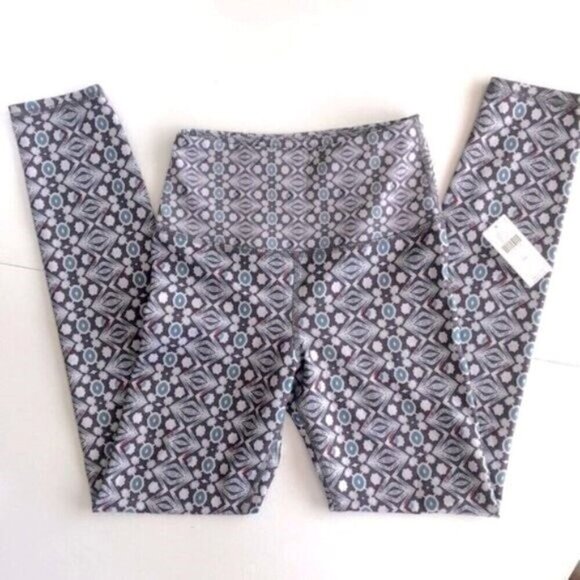 Daily Practice Compression Leggings Yoga Blue/Grey Geometric High-Waist XS NEW - Picture 2 of 11